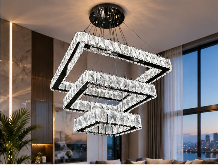 Kare kristal LED avize
