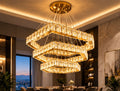 Katlı kare kristal LED avize gold