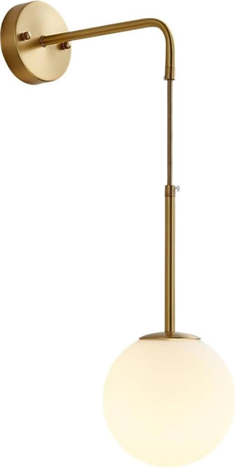 Modern Duvar Apliği - L Kol Küre Camlı Duy'lu Model