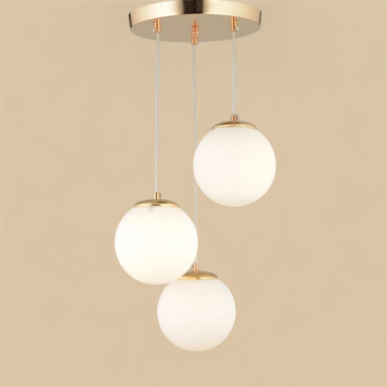 Modern Sarkıt - Üçlü Halka İçinde Küre Camlı Duy'lu Model