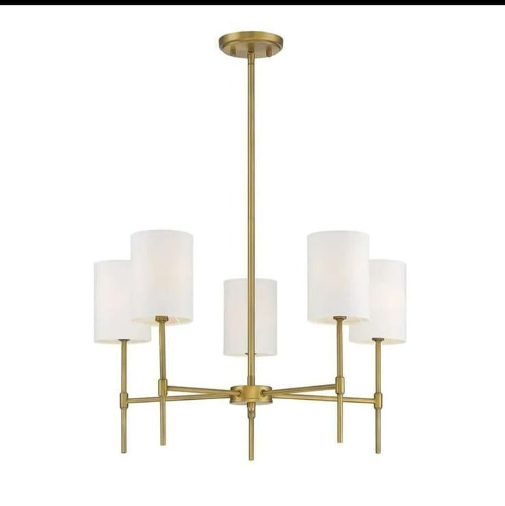 Modern Sarkıt Avize - Beşli Kumaş Şapkalı Duy'lu Model