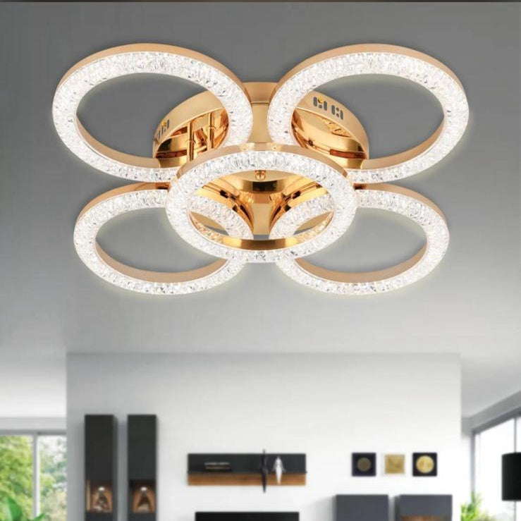 Modern 5'li Halka Plafon - 3 Renk Seçenekli LED Avize