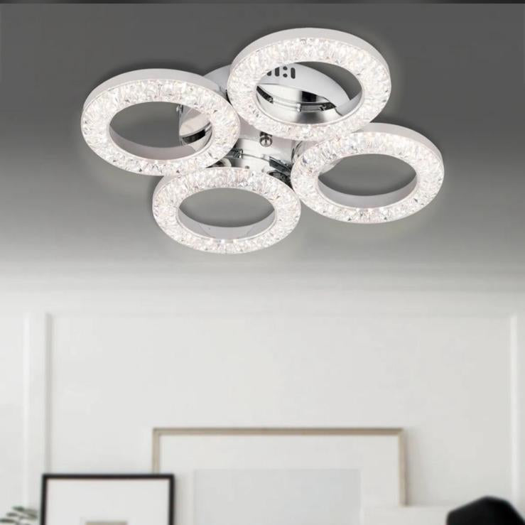 Kumandalı Modern Tavan Armatürü - 4 Halka Tasarım