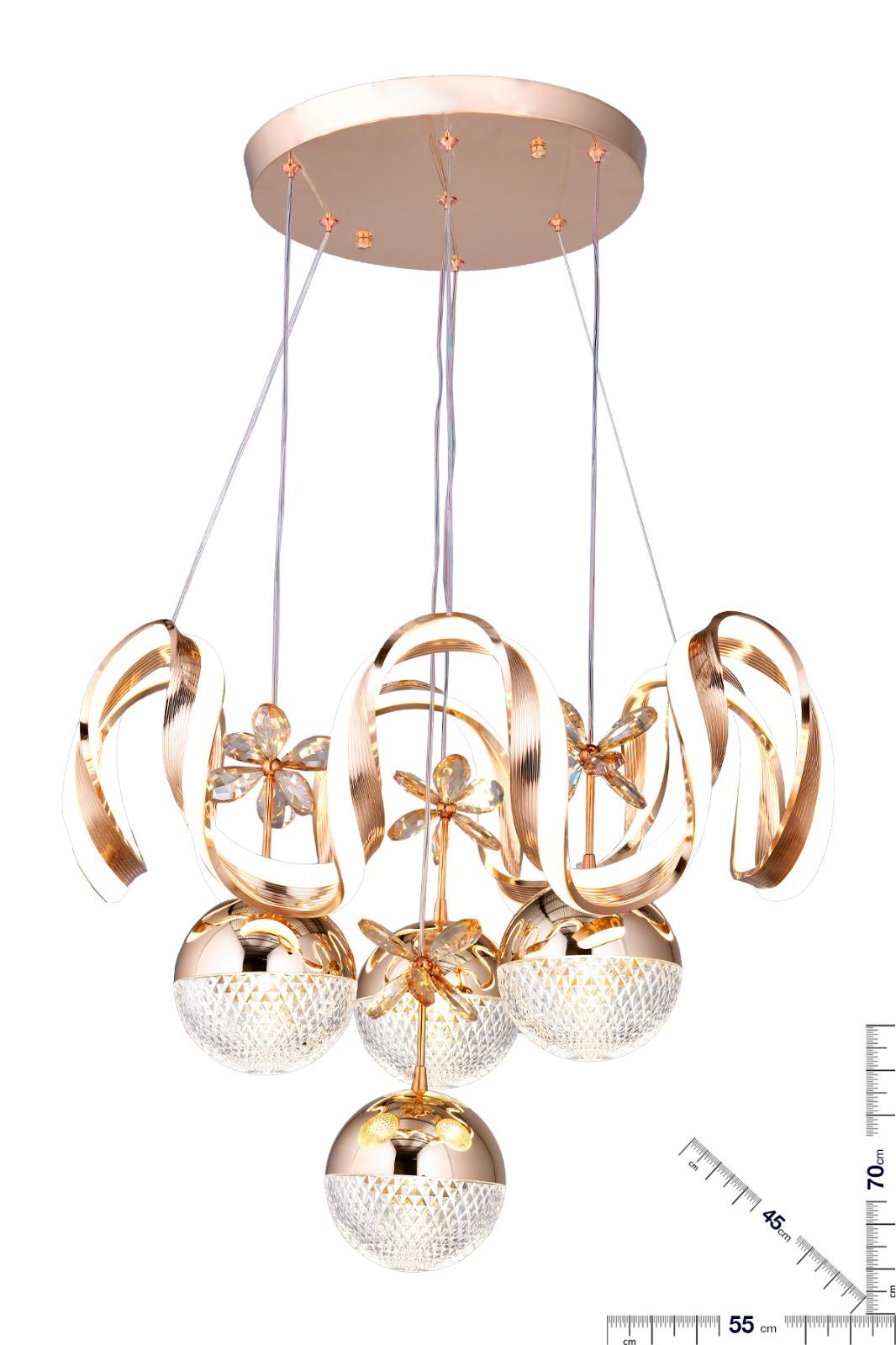 Çizgili kasa Sarmalı Led Avize - Lüks Tasarım 4 Top