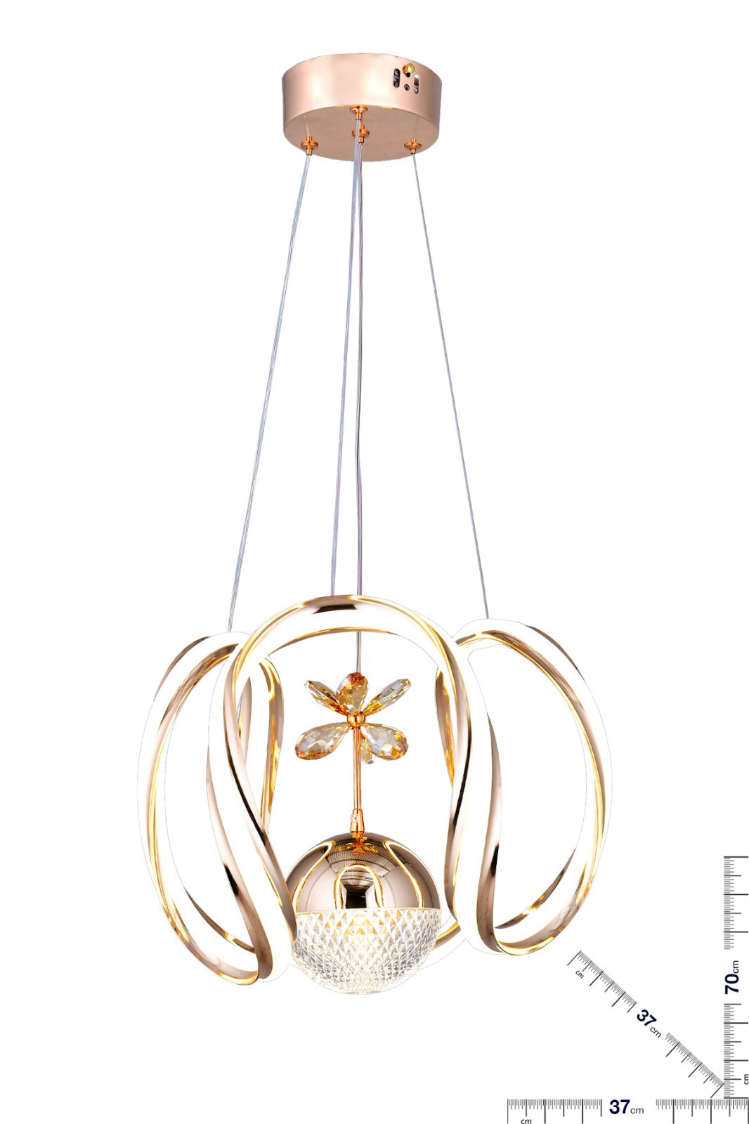 Yaprak Kıvrım Kristal Top Sarkıt