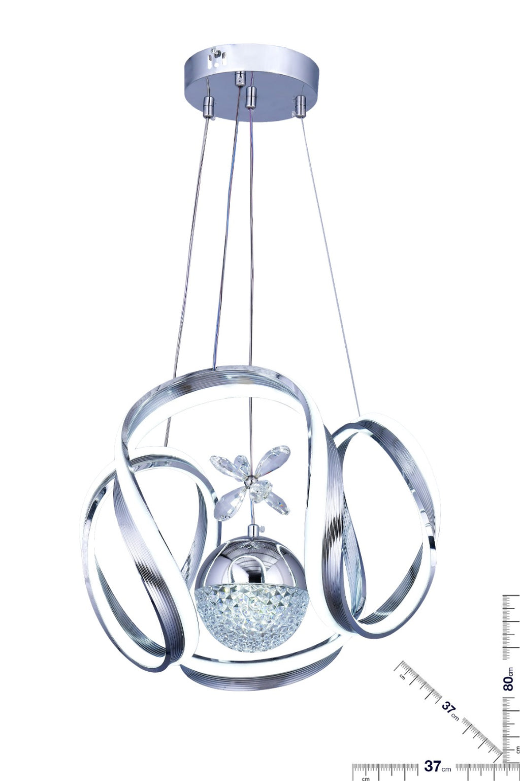 Şerit Kıvrım Kristal Top Sarkıt