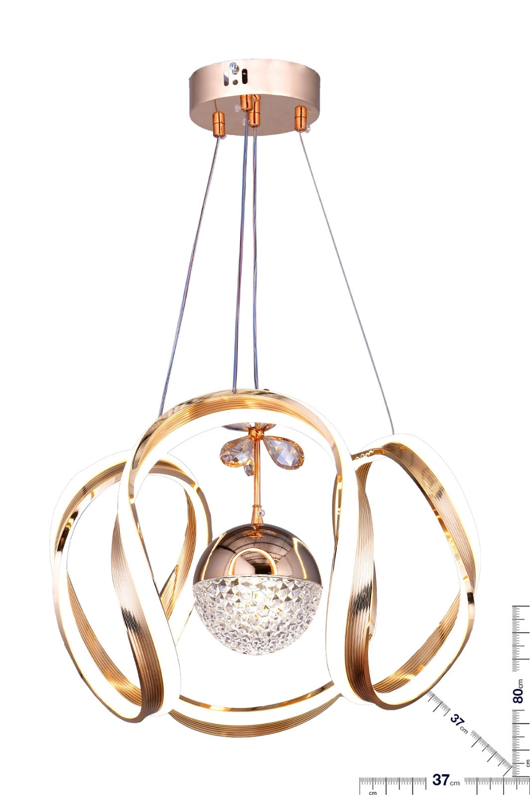 Şerit Kıvrım Kristal Top Sarkıt