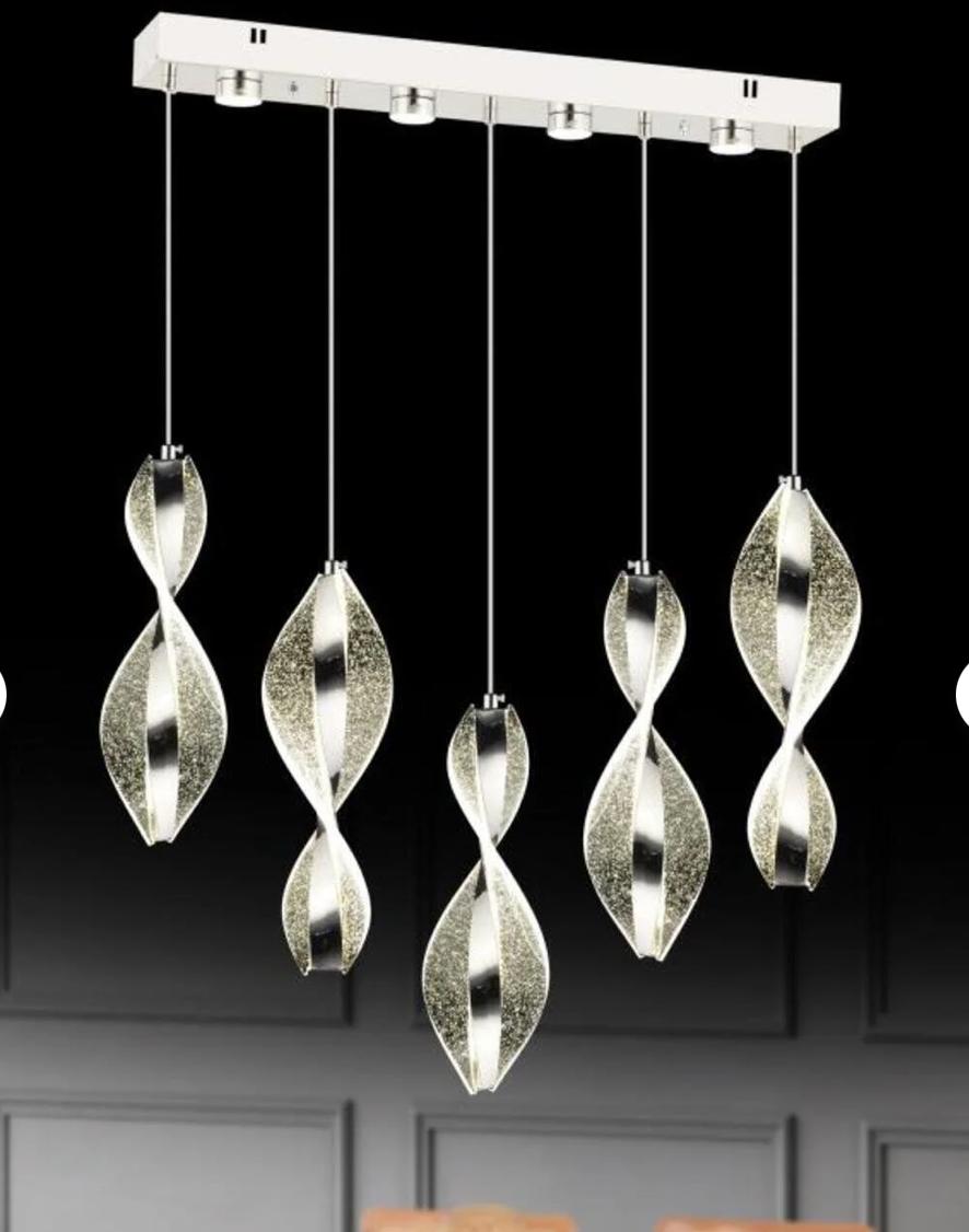 Kristal Yaprak Sarkıt Bar Avize - Kaplama Yemek Masası Aydınlatması