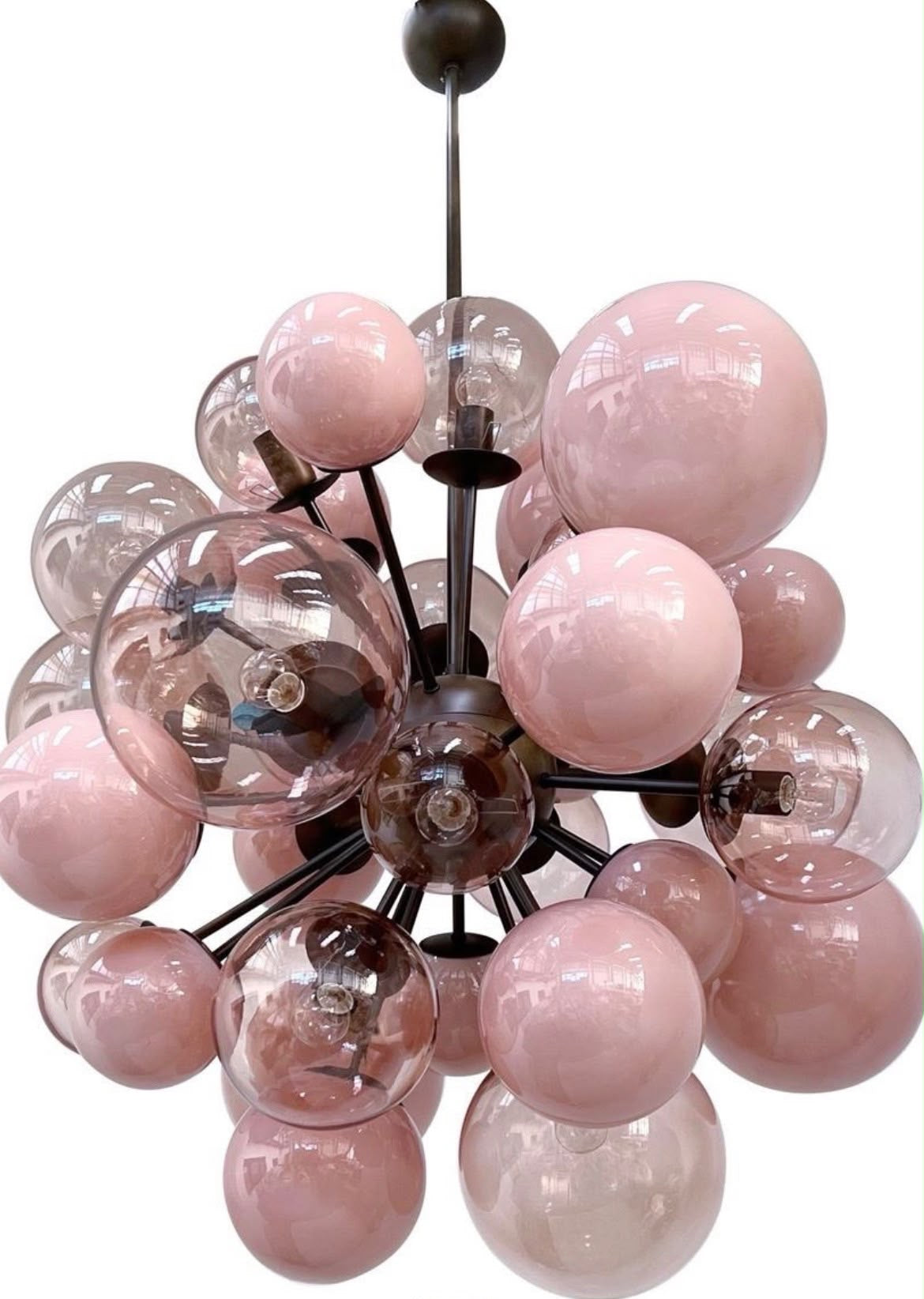 30 Cam Küreli Avize – Pembe ve Füme Cam