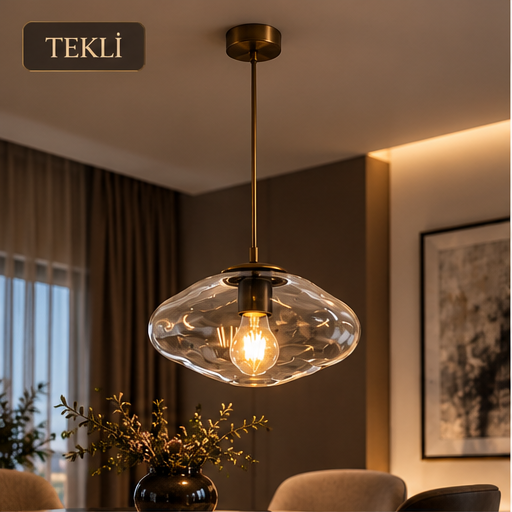 Cam küreli modern avize tekli model