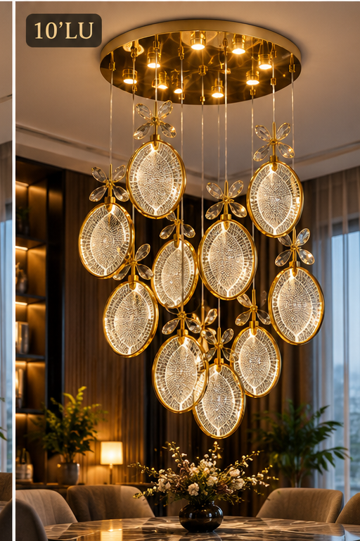 Çiçek detaylı kristal avize 10'lu model