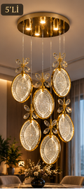 Çiçek detaylı kristal avize 5'li model