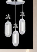 ORM03 - Alfa 3lü Gümüş Ledli Kristal Taşlı Avize