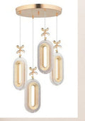 ORM09 - Alfa 4lü Gold Ledli Kristal Taşlı Avize