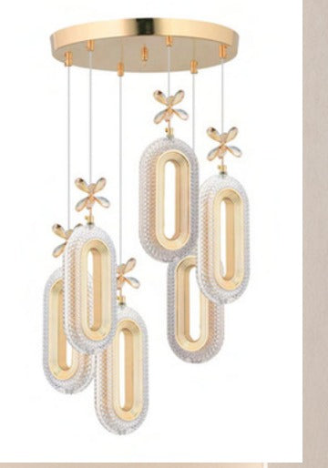 ORM11 - Alfa 6lı Gold Ledli Kristal Taşlı Avize