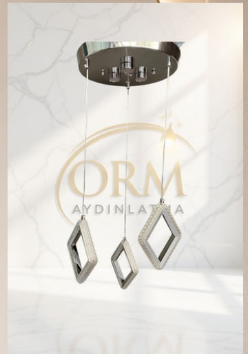 ORM46 - Prizma 3'lü 3 Renk Ledli Lüx Avize