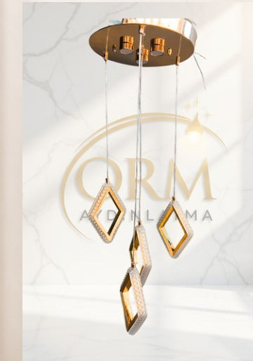 ORM47 - Prizma 4'lü 3 Renk Ledli Lüx Avize