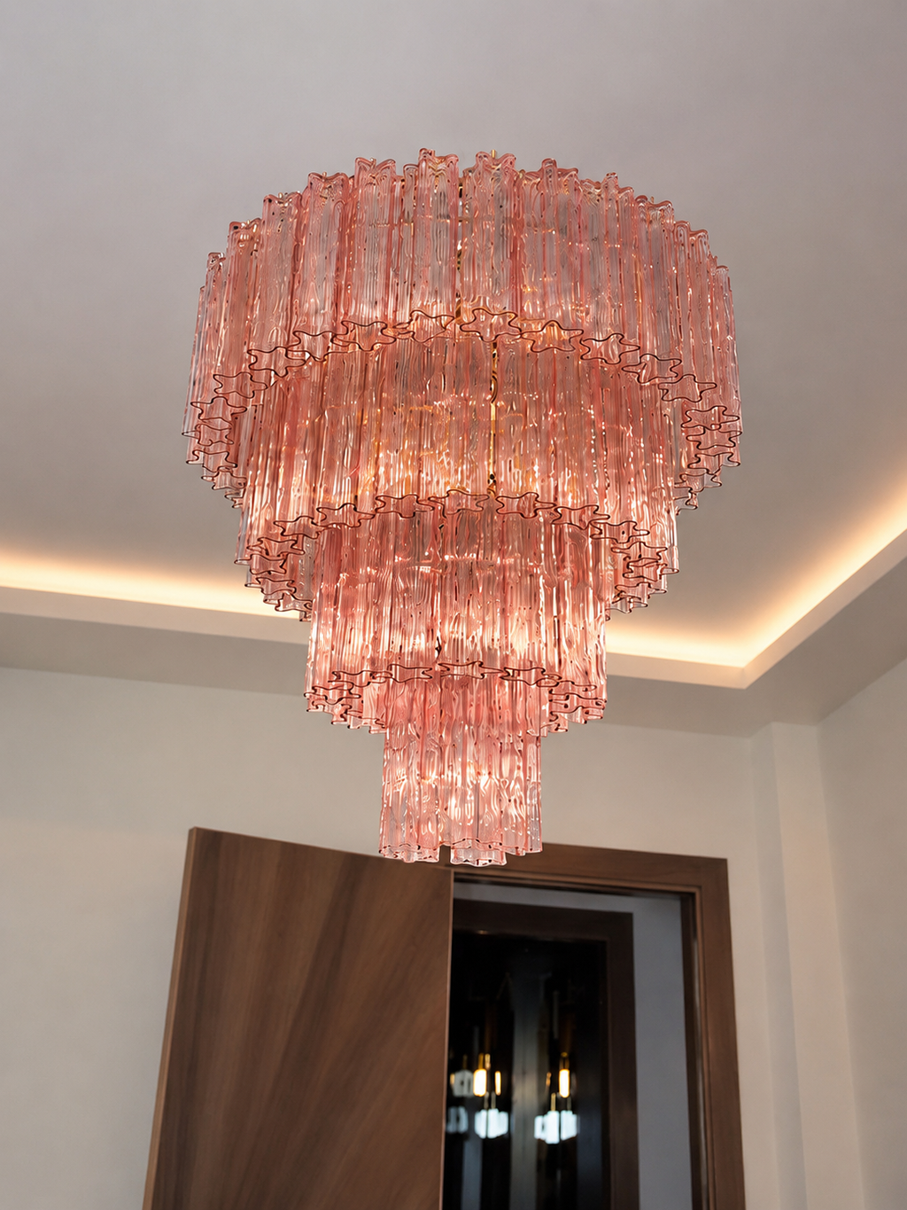 Pembe kristal dekoratif avize