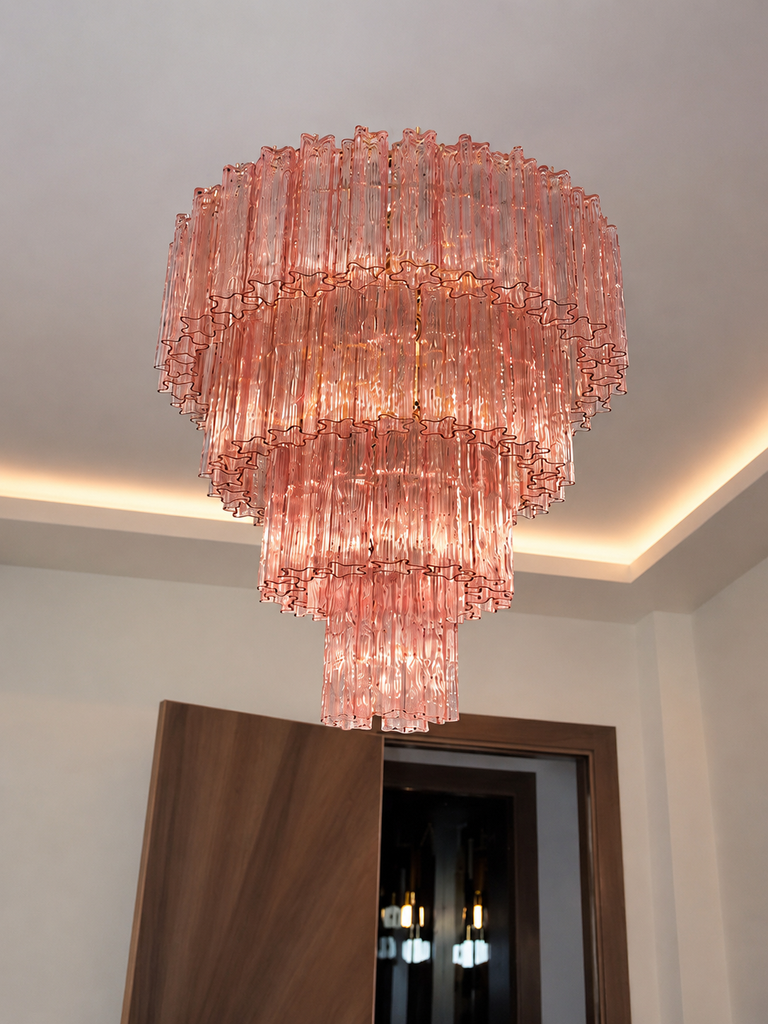 Pembe kristal dekoratif avize