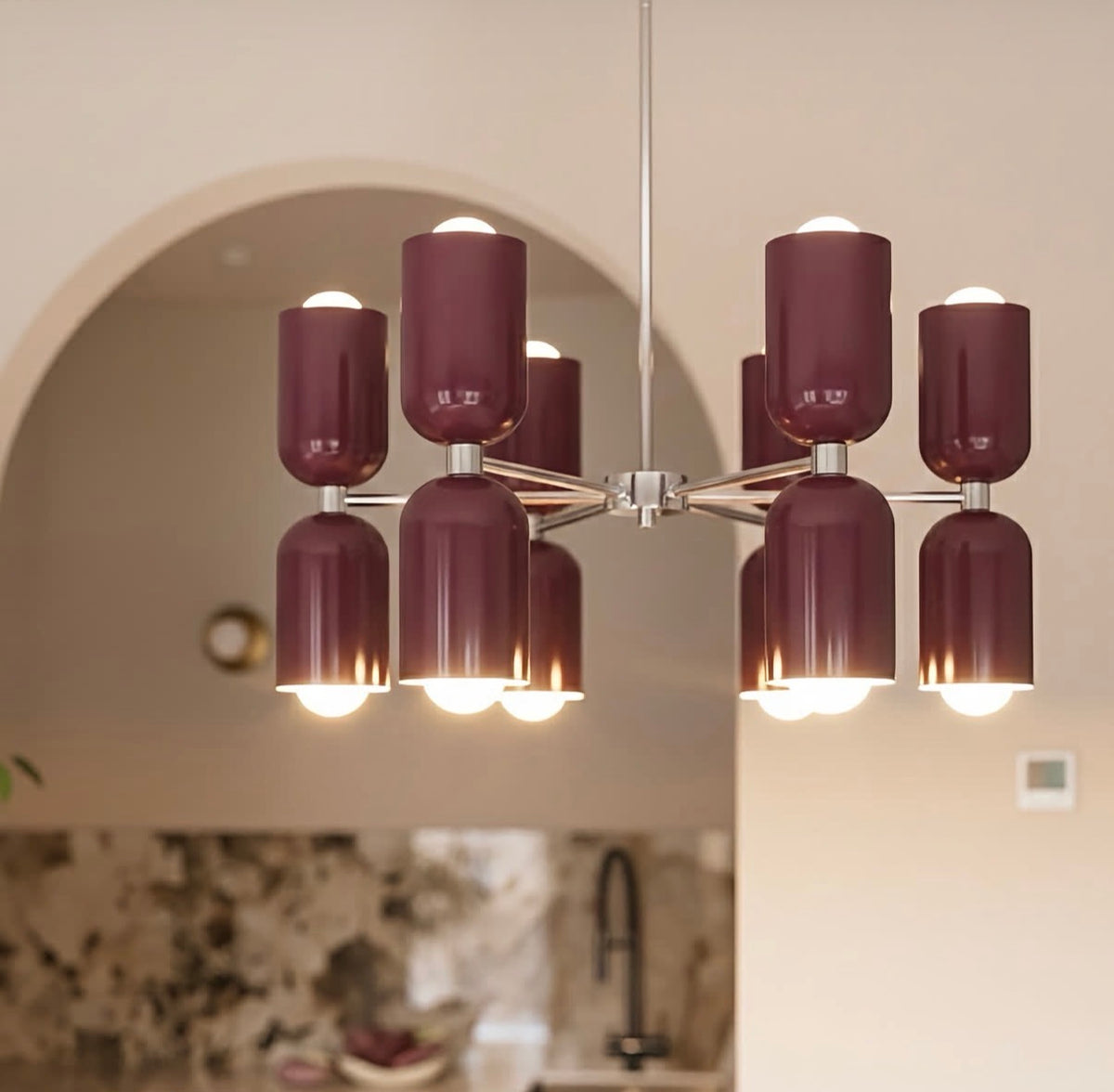 Bordo cam detaylı dekoratif avize